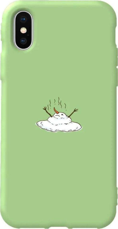 İphone XS Max Uyumlu Açık Yeşil Renkli Silikon Telefon Kılıfı - Melting Snowman