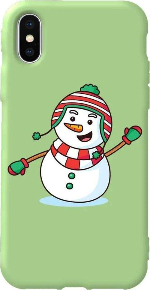 İphone XS Max Uyumlu Açık Yeşil Renkli Silikon Telefon Kılıfı - Snowman 2