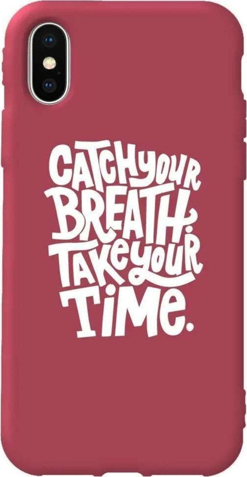 İphone XS Max Uyumlu Bordo Renkli Silikon Telefon Kılıfı - Catch Your Breath