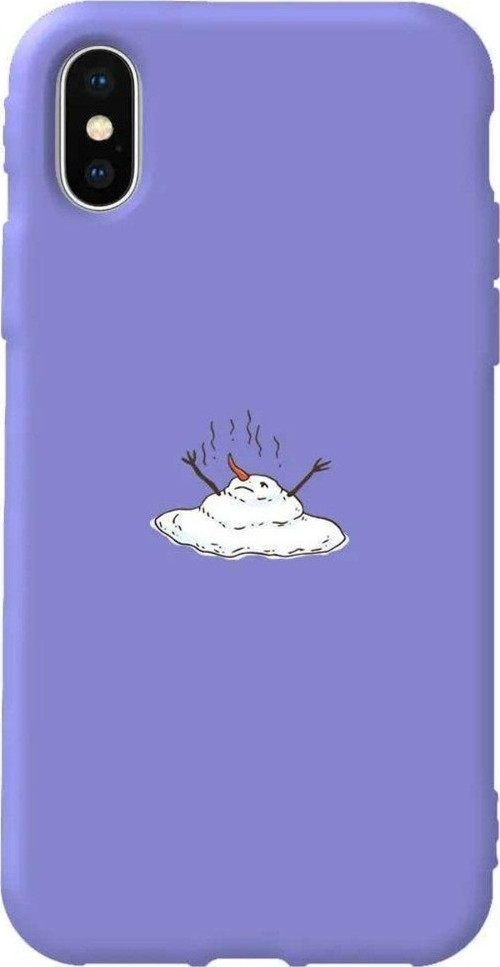 İphone XS Max Lila Renkli Silikon Telefon Uyumlu Kılıfı - Melting Snowman