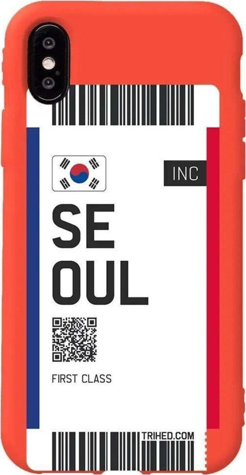 İphone XS Turuncu Renkli Silikon Telefon Kılıfı - Seoul Bileti