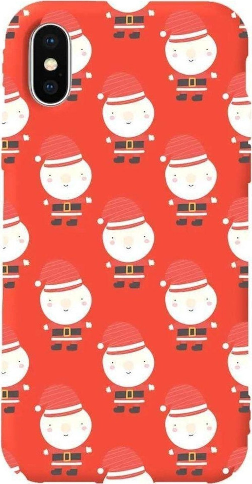 İphone XS Max Turuncu Renkli Silikon Telefon Kılıfı - Cartoon Claus