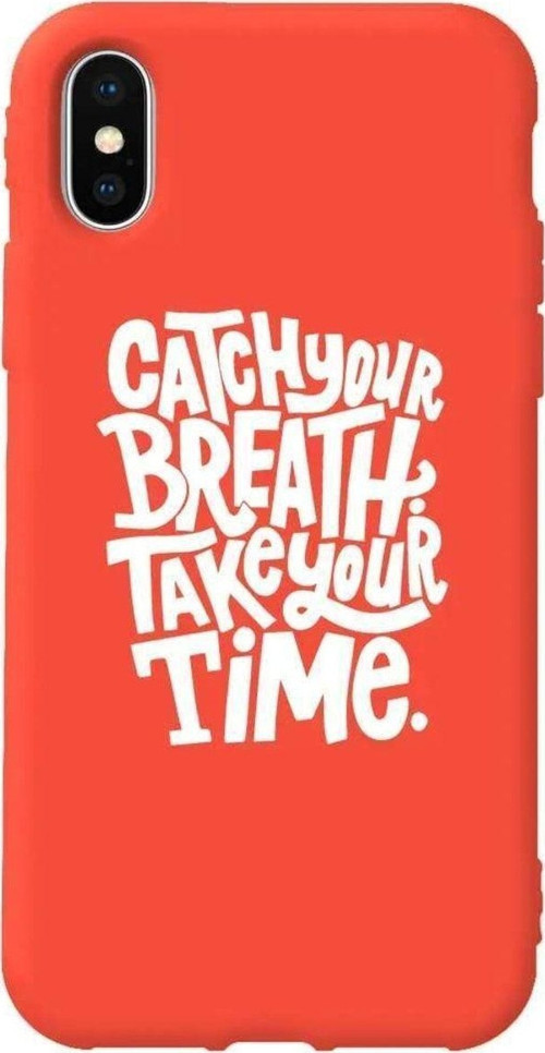 İphone XS Max Turuncu Renkli Silikon Telefon Kılıfı - Catch Your Breath