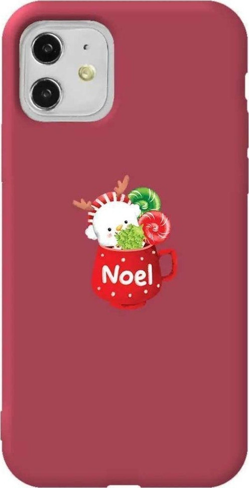iPhone 11 Bordo Renkli Silikon Telefon Kılıfı - A Cup Of Xmas 5