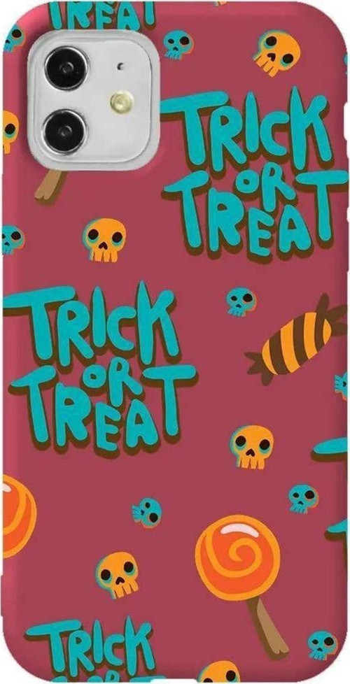 iPhone 11 Bordo Renkli Silikon Telefon Kılıfı - Hypnotic Trick Or Treat