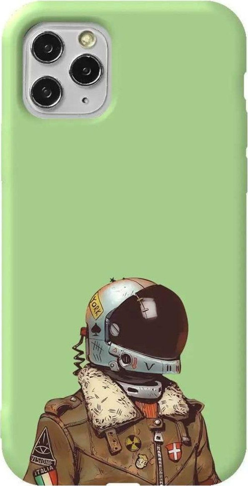 İphone 11 Pro Açık Yeşil Renkli Silikon Telefon Kılıfı - Motorcycle Man