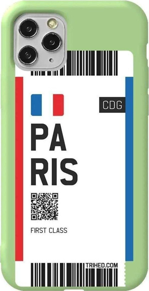İphone 11 Pro Açık Yeşil Renkli Silikon Telefon Kılıfı - Paris Bileti