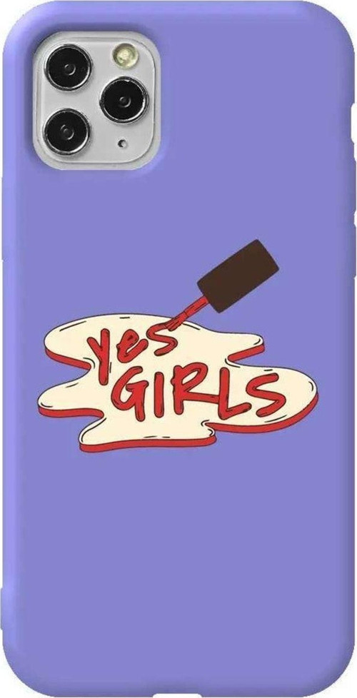 İphone 11 Pro Max Lila Renkli Silikon Telefon Kılıfı - Yes Girls
