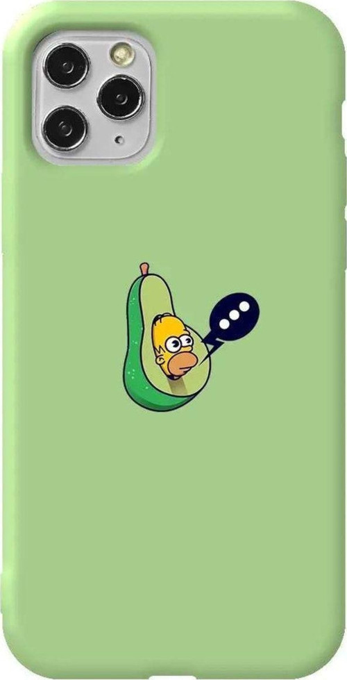 İphone 11 Pro Max Açik Yesil Renkli Silikon Telefon Kılıfı - Avokado Simpson