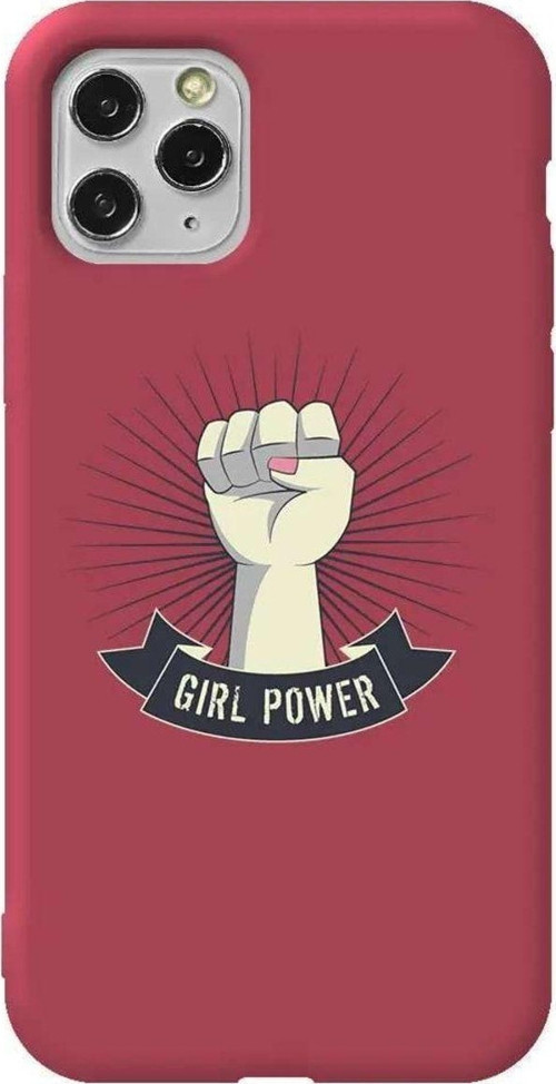 İphone 11 Pro Max Bordo Renkli Silikon Telefon Kılıfı - Girl Punch