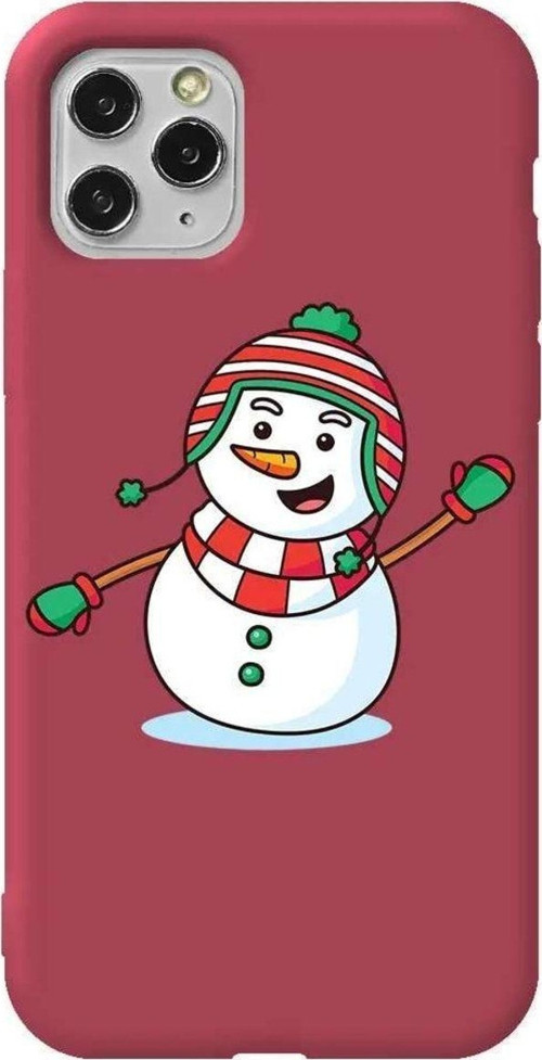 İphone 11 Pro Uyumlu Bordo Renkli Silikon Telefon Kılıfı - Snowman 2