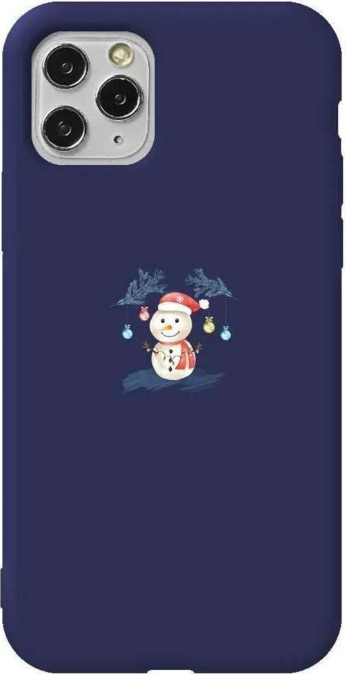 İphone 11 Pro Uyumlu Lacivert Renkli Silikon Telefon Kılıfı - Sugar Snowman