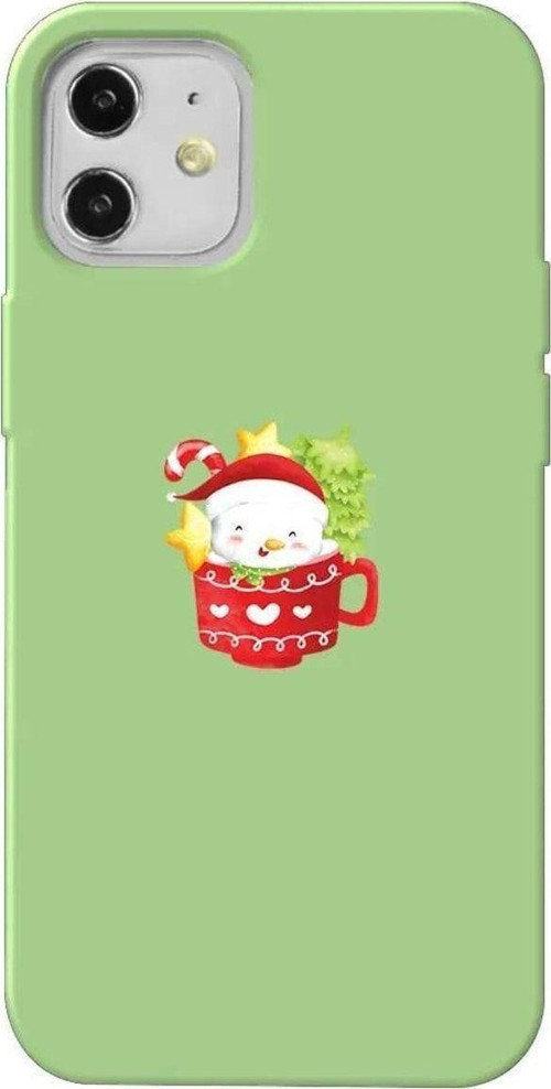iPhone 12 Açık Yeşil Renkli Silikon Telefon Kılıfı - A Cup Of Xmas 4