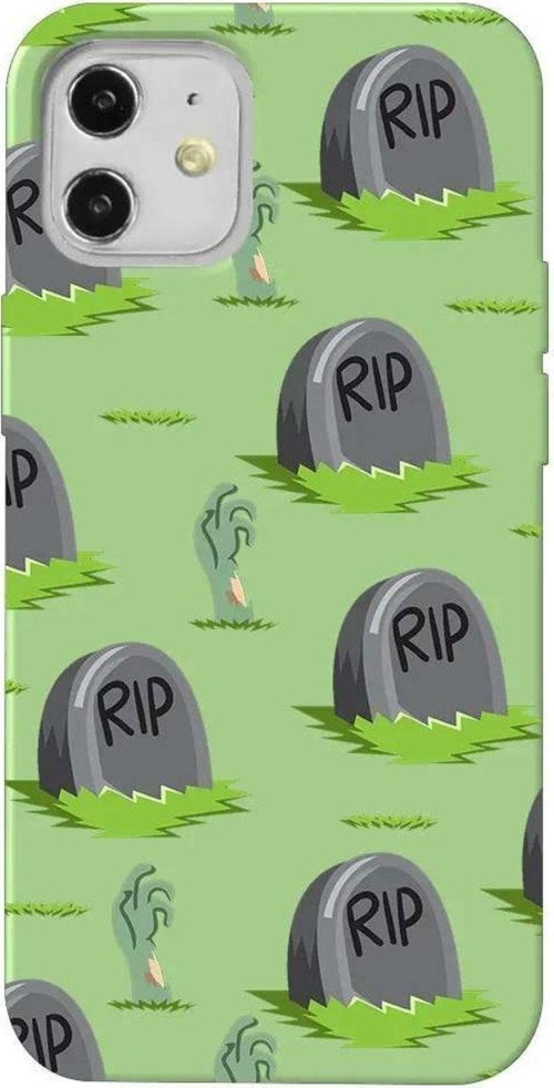 iPhone 12 Açık Yeşil Renkli Silikon Telefon Kılıfı - Hallowen Rip