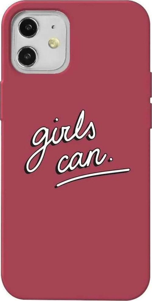iPhone 12 Bordo Renkli Silikon Telefon Kılıfı - Girls Can!