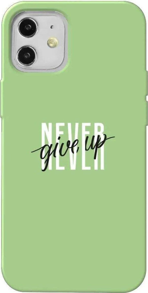 iPhone 12 Açık Yeşil Renkli Silikon Telefon Kılıfı - Never Give Up 4