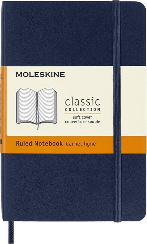 Yumuşak Kapak Çizgili Defter Cep Boy 9x14 cm 192 Sayfa Safir Mavi