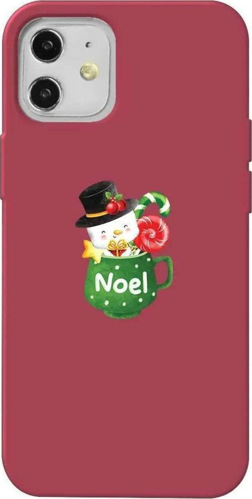 iPhone 12 Bordo Renkli Silikon Telefon Kılıfı - A Cup Of Xmas 3