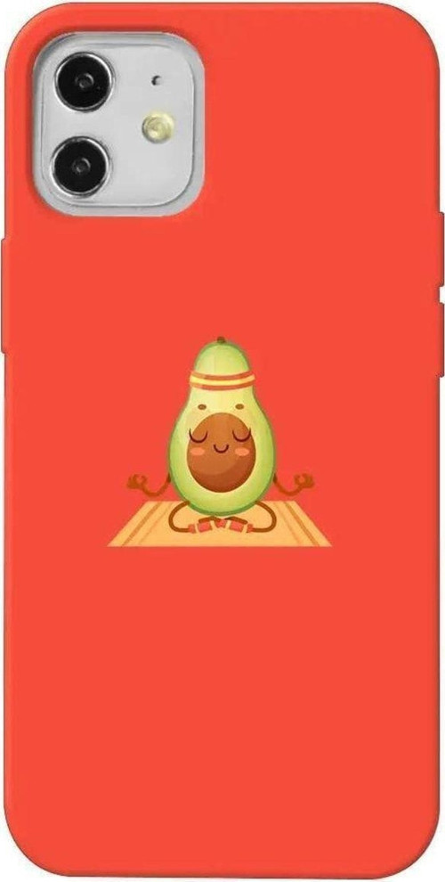 İphone 12 Mini Turuncu Renkli Silikon Telefon Kılıfı - Yogacado Avokado