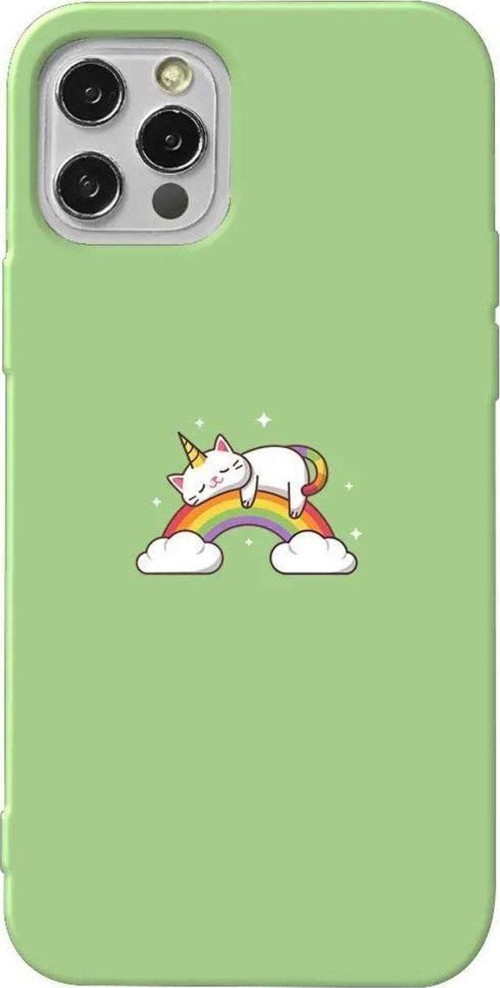 İphone 12 Pro Açik Yesil Renkli Silikon Telefon Kılıfı - Caticorn 2