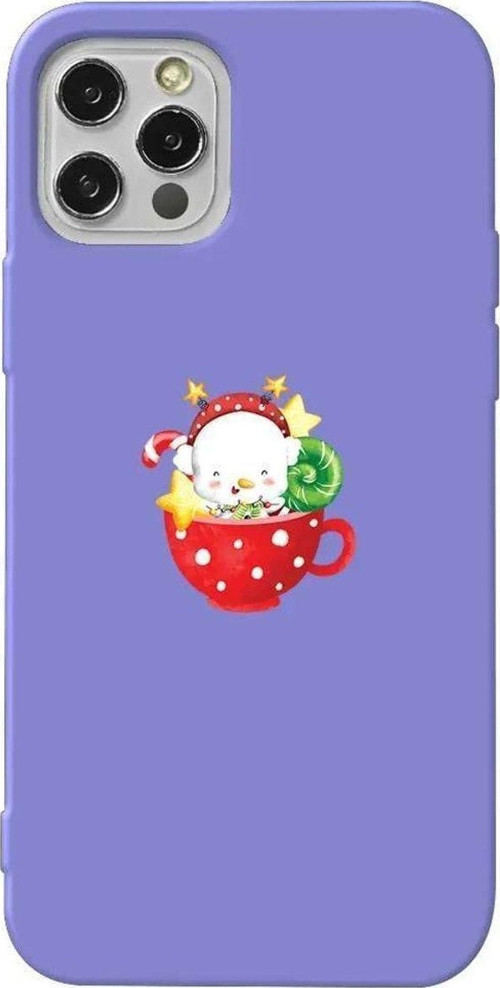 İphone 12 Pro Lila Renkli Silikon Telefon Kılıfı - A Cup Of Xmas 2