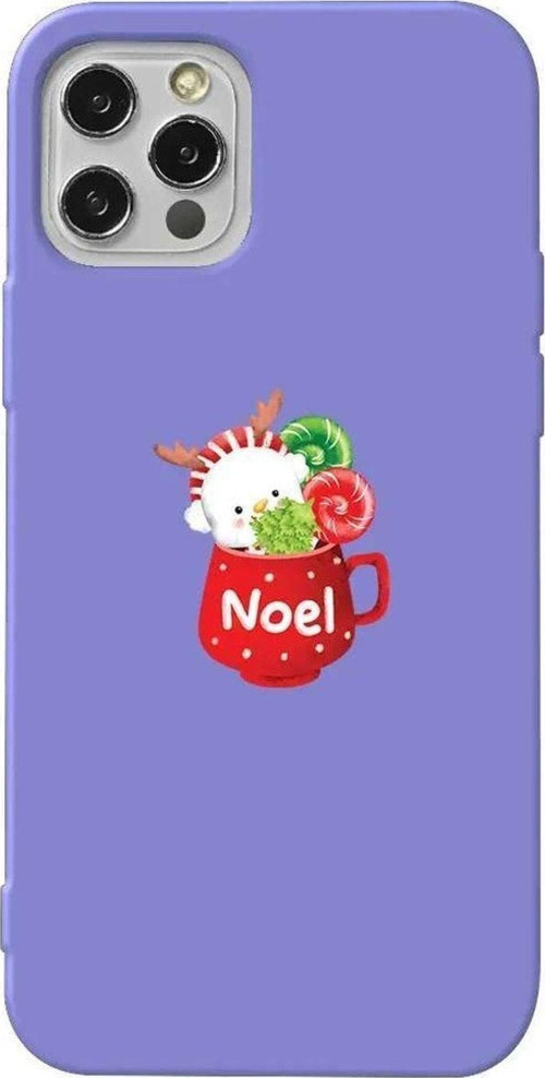 İphone 12 Pro Lila Renkli Silikon Telefon Kılıfı - A Cup Of Xmas 5