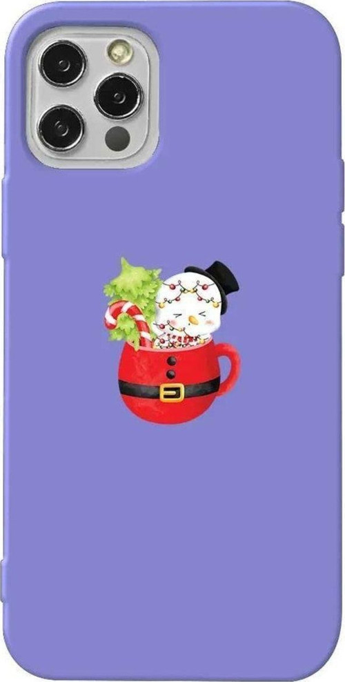 İphone 12 Pro Lila Renkli Silikon Telefon Kılıfı - A Cup Of Xmas 7