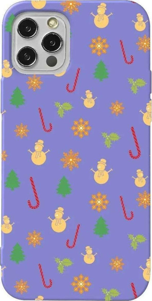 İphone 12 Pro Lila Renkli Silikon Telefon Kılıfı - Very Christmas