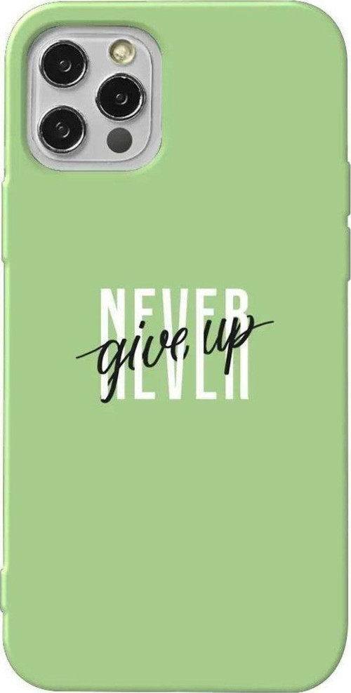 İphone 12 Pro Max Açık Yeşil Renkli Silikon Telefon Kılıfı - Never Give Up 4