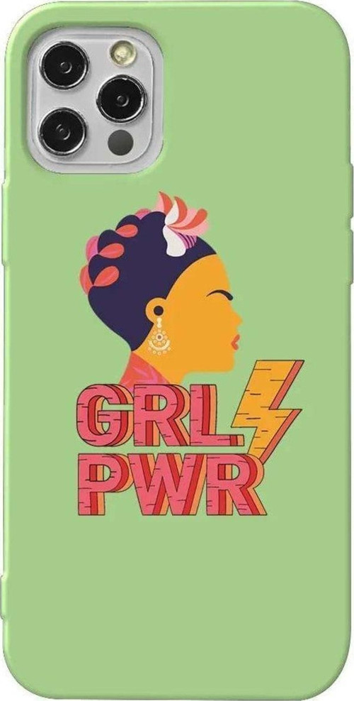 İphone 12 Pro Max Açık Yeşil Renkli Silikon Telefon Kılıfı - Grl Pwr