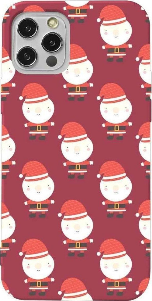 İphone 12 Pro Max Bordo Renkli Silikon Telefon Kılıfı - Cartoon Claus