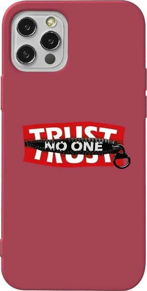 İphone 12 Pro Max Bordo Renkli Silikon Telefon Kılıfı - Trust No One