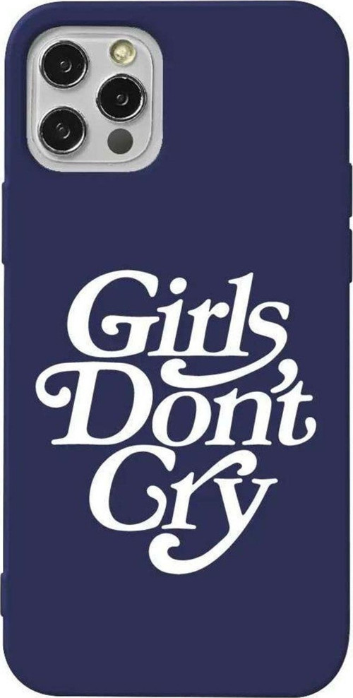 İphone 12 Pro Max Lacivert Renkli Silikon Telefon Kılıfı - Girls Don't Cry