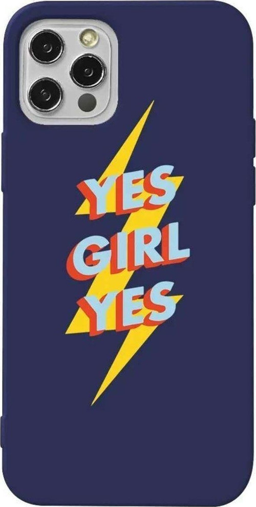 İphone 12 Pro Max Lacivert Renkli Silikon Telefon Kılıfı - Yes Girl