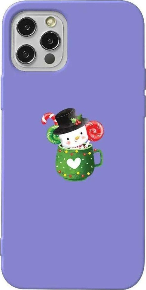 İphone 12 Pro Max Lila Renkli Silikon Telefon Kılıfı - A Cup Of Xmas
