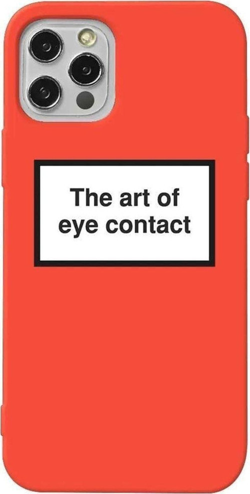 İphone 12 Pro Max Turuncu Renkli Silikon Telefon Kılıfı - Eye Contact