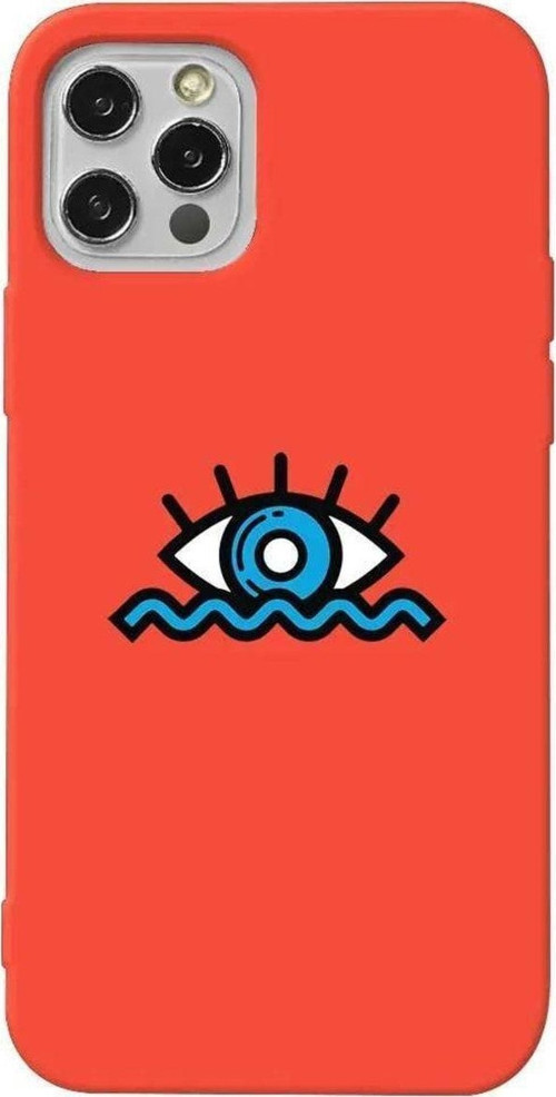 İphone 12 Pro Turuncu Renkli Silikon Telefon Kılıfı - Denizci Gözü