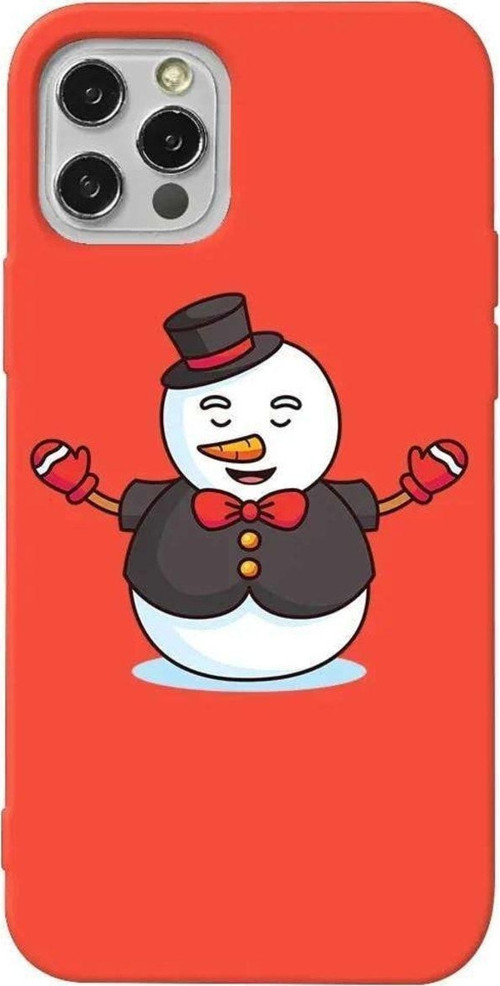 İphone 12 Pro Uyumlu Turuncu Renkli Silikon Telefon Kılıfı - Snowman In Suit