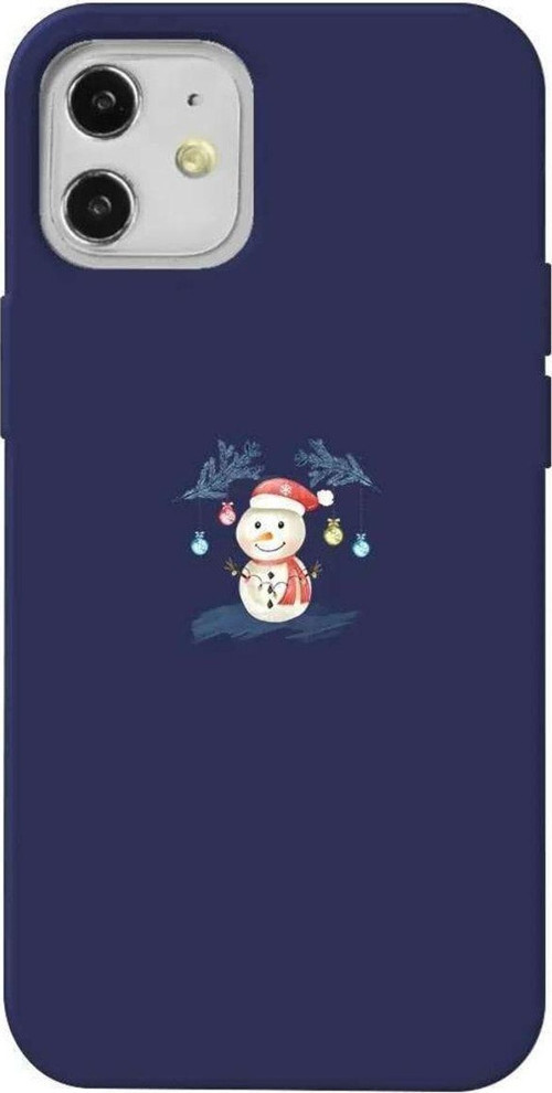 iPhone 12 Uyumlu Lacivert Renkli Silikon Telefon Kılıfı - Sugar Snowman