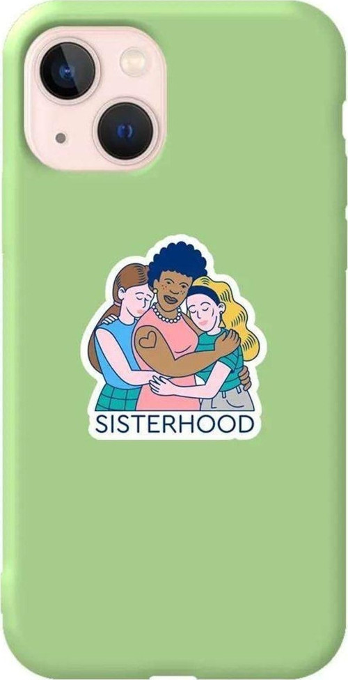 iPhone 13 Açık Yeşil Renkli Silikon Telefon Kılıfı - Sisterhood
