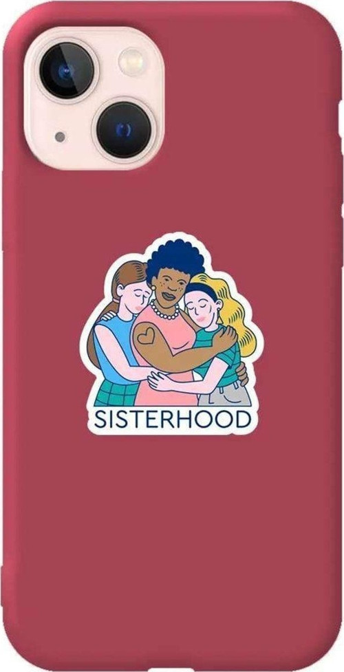iPhone 13 Bordo Renkli Silikon Telefon Kılıfı - Sisterhood
