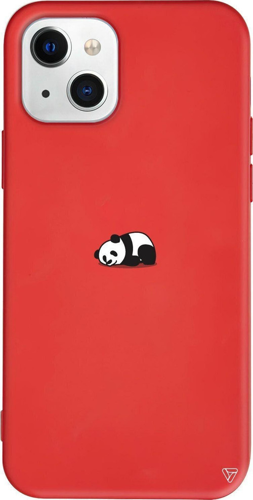 iPhone 13 Kirmizi Renkli Silikon Telefon Kılıfı - Miskin Panda