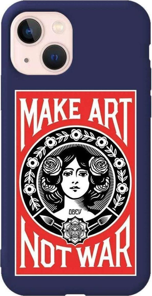 iPhone 13 Lacivert Renkli Silikon Telefon Kılıfı - Obey Make Love