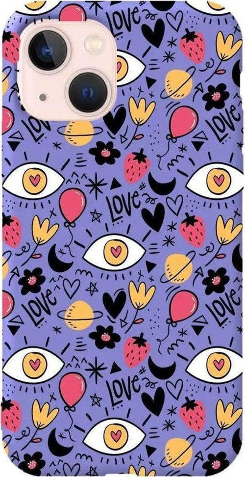 iPhone 13 Lila Renkli Silikon Telefon Kılıfı - Punk Love
