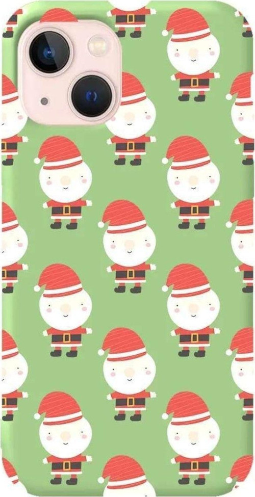 İphone 13 Mini Açik Yesil Renkli Silikon Telefon Kılıfı - Cartoon Claus