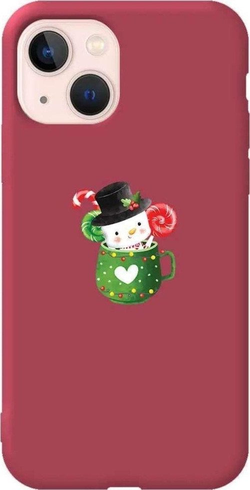 İphone 13 Mini Bordo Renkli Silikon Telefon Kılıfı - A Cup Of Xmas