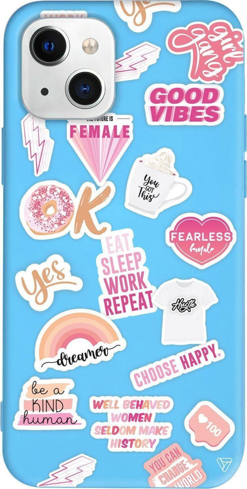 iPhone 13 Mavi Renkli Silikon Telefon Kılıfı - Female Sticker