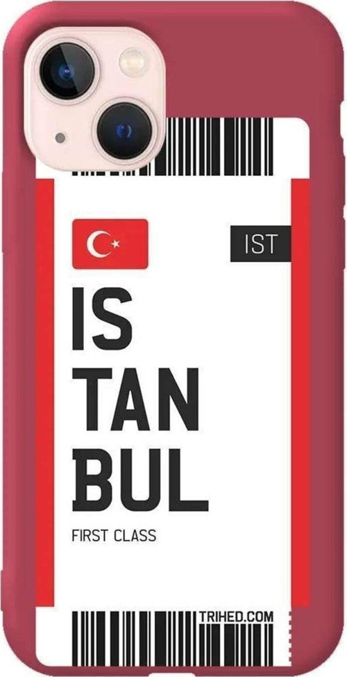 İphone 13 Mini Bordo Renkli Silikon Telefon Kılıfı - Istanbul Bileti