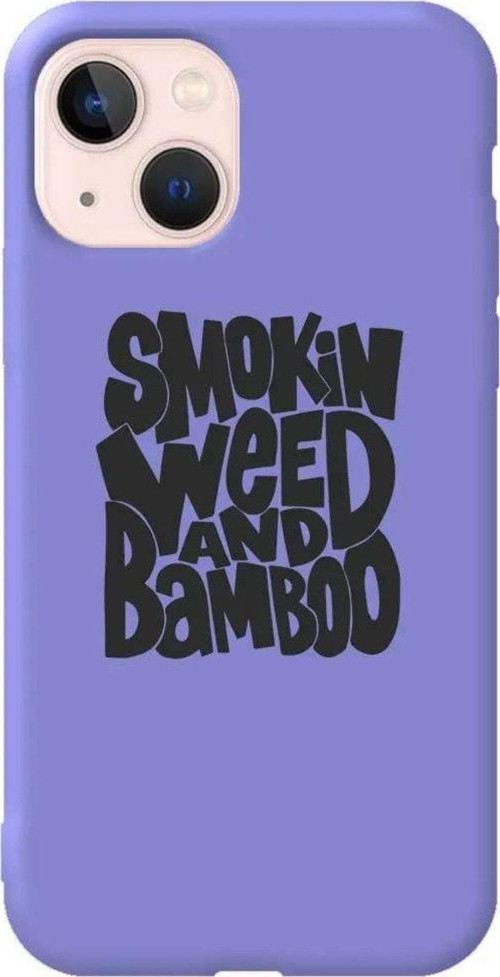 İphone 13 Mini Lila Renkli Silikon Telefon Kılıfı - Smokin Weed