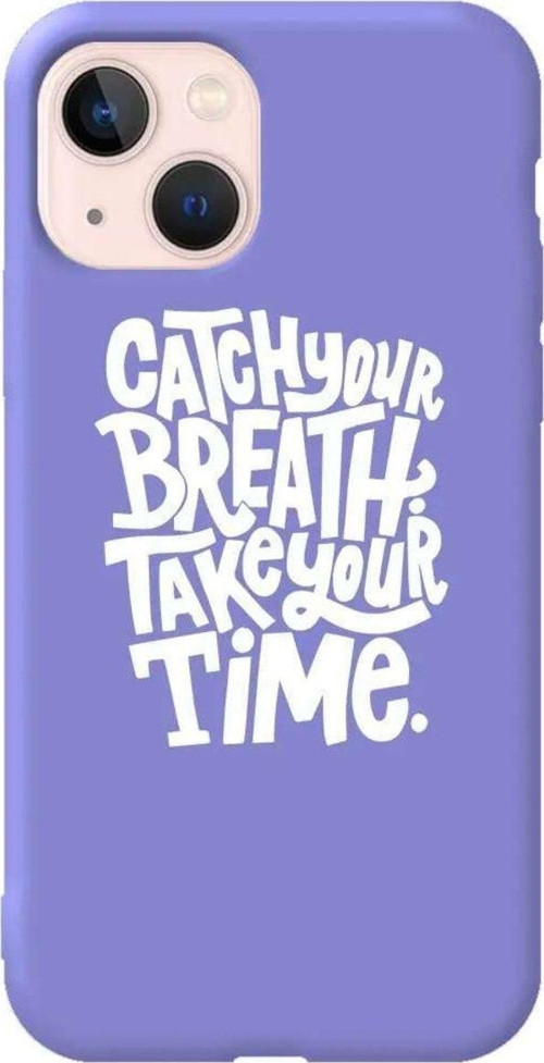 İphone 13 Mini Lila Renkli Silikon Telefon Uyumlu Kılıfı - Catch Your Breath